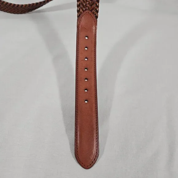 VINTAGE Hipster Western Genuine BROWN Leather Bonded Lacing BELT Men's Size 34. - Picture 10 of 17